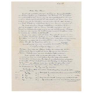 Albert Einstein Autograph Letter Signed on Unified Field Theory with Equations (including his favorite equation &ldquo;Rik =0&rdquo;)