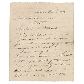 Mary Baker Eddy Autograph Letter Signed: "My teachings and writings will answer any question on Christian Science"