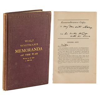 Walt Whitman "Memoranda During the War&rdquo; Limited Edition Signed Book: "I see the President almost every day"