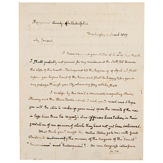 John Quincy Adams Autograph Letter Signed on Slave Trade