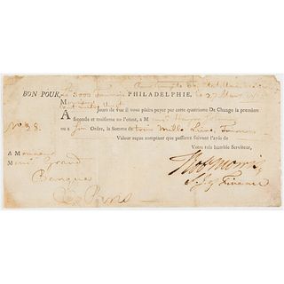 Haym Salomon and Robert Morris Rare Signed Bill of Exchange for Financing the Revolutionary War