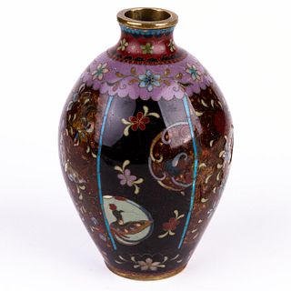 Japanese Cloisonne Enamel Bronze Vase Meiji