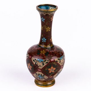 Japanese Cloisonne Enamel Bronze Vase Meiji