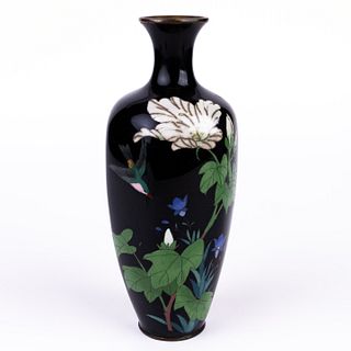 Japanese Cloisonne Enamel Bronze Bird Vase Meiji