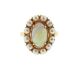 14K Gold Opal Pearl Ring