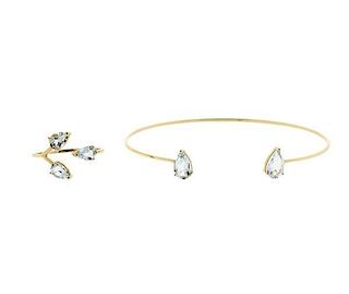 Mateo 14K Gold Aquamarine Droplet Ring Bracelet Set