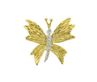 Tiffany &amp; Co. 18K Gold Platinum Diamond Butterfly Brooch