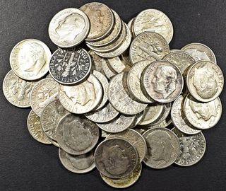 (50) MIXED DATES SILVER ROOSEVELT DIMES