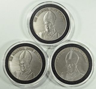 SET OF 3 POPE FRANCIS 1 OZ EACH SILVER MEDALLIONS