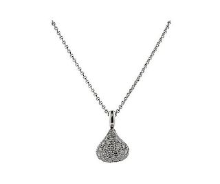 Chopard 18k White Gold Diamond Pushkin Pendant Necklace