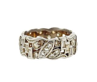 Antique Platinum Diamond Wedding Band Ring