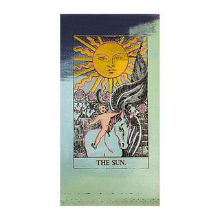 Steve Kaufman (1960-2010) "Tarot, The Sun" Hand Signed and Numbered Limited Edition Hand Pulled silkscreen mixed media on Canvas with LOA.