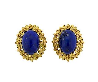 1960s  14K Gold Lapis Earrings