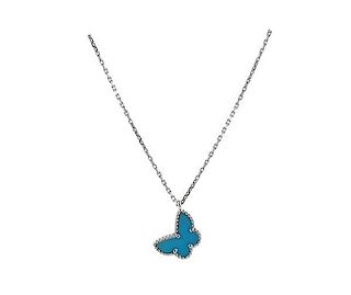 Van Cleef &amp; Arpels Alhambra Gold Turquoise Butterfly Necklace