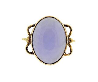 14K Gold Lavender Jade Ring