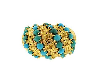 1960s Pomellato 18K Gold Turquoise Ring