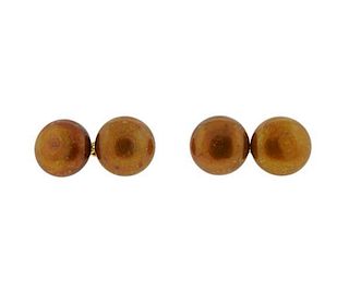 Trianon 18K Gold Pearl Button Cufflinks