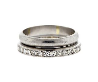 Platinum Diamond Wedding Band Ring Lot of 2