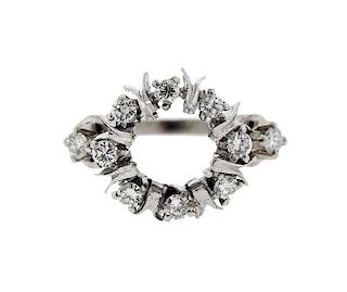 Mid Century Platinum Diamond Engagement Ring Mounting