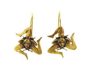 Trinacria 14K Gold Earrings
