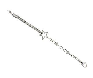 18k Gold Diamond Star Heart Charm Bracelet