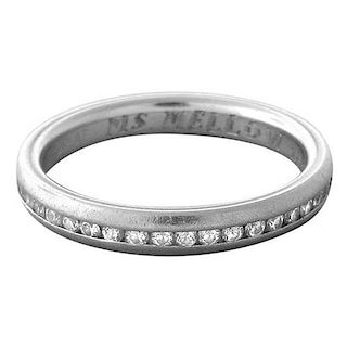 Estate Platinum Diamond 3mm Eternity Band Ring