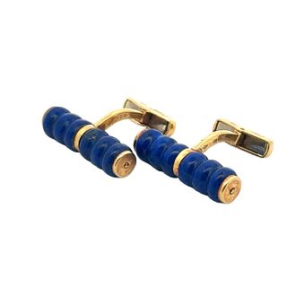 Piaget 18k Gold Fluted Cufflinks with Lapis lazuli