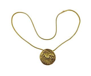 Ilias Lalaounis 18K Gold Large Pendant Brooch Necklace