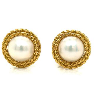 18K Yellow Gold Mabe Pearl Earrings