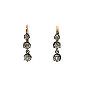 1.15 Ctw Diamonds Antique 18k Gold Drop earrings
