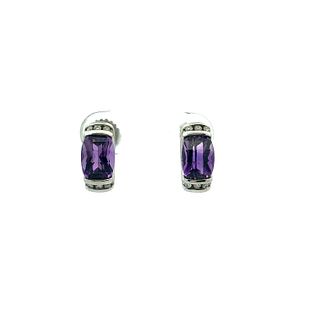 14k Gold Earrings with Amethysts and Diamonds