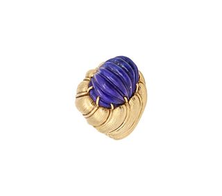 Italian Mid Century Cocktail Ring In 18Kt Gold with Lapis