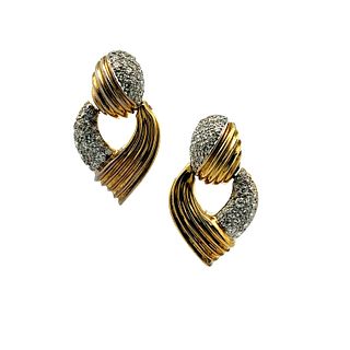 3.10 Ctw in Diamonds 18k Gold Dangle Earrings