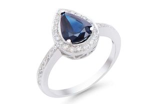 2.01 CTS Certified Diamonds & Sapphire 14K Gold Ring