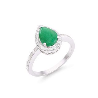 1.65 CTS Certified Diamonds & Emerald 14K White Gold Ring