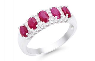 1.51 CTS Certified Diamonds & Ruby 14K White Gold Ring