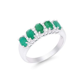 1.35 CTS Certified Diamonds & Emerald 14K White Gold Ring