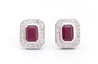 1.52 CTS Certified Diamonds & Ruby 14K WG Earrings