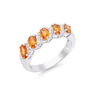 1.51 CTS Certified Diamonds & Orange Sapphire 14K Gold Ring