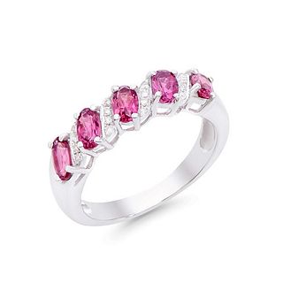 1.21 CTS Certified Diamonds & Pink Tourmaline 14K Gold Ring