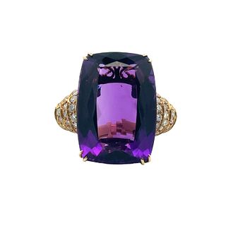18k Gold CocktailRing with Amethyst and Diamonds