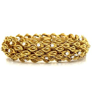 French 18K Yellow Gold Diamond Bracelet