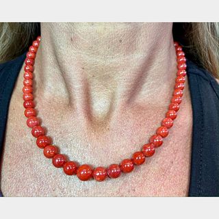 14K Yellow Gold Clasp Italian Coral Necklace