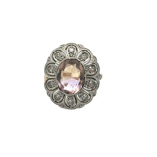 Bi-color Tourmaline & Diamonds Art Deco 18k Gold Ring