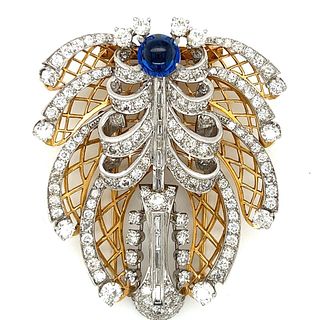 Art Deco 18K & Platinum Diamond Brooch