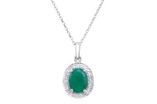 1.67 CTS Certified Diamonds & Emeralds 14k Pendant & Chain