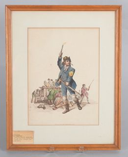An 1805 Colored Etching of a Fireman