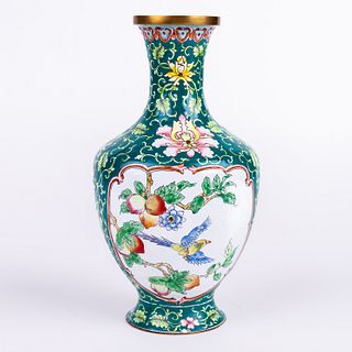 Chinese Canton Enamel Birds Vase 19th Century 