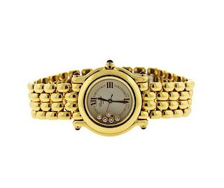 Chopard Happy Sport 18k Gold Floating Diamonds Watch 27/6150-21