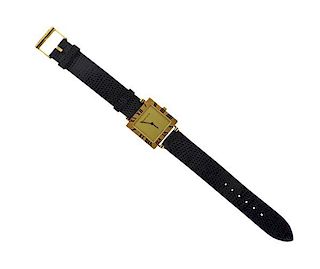 Tiffany &amp; Co. Atlas 18K Gold Leather Strap Watch
